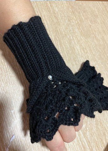 Siyah Örgü Kadın Eldiven - Görsel 4