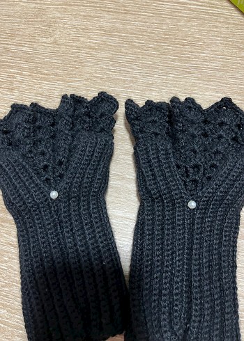 Siyah Örgü Gotik Kadın Eldiven - Görsel 5