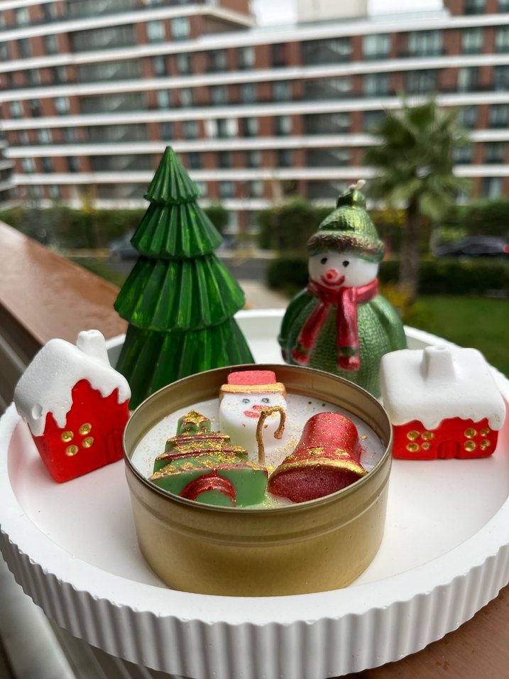 Renkli Noel Temalı Mum ve Dekor Seti - Görsel 5