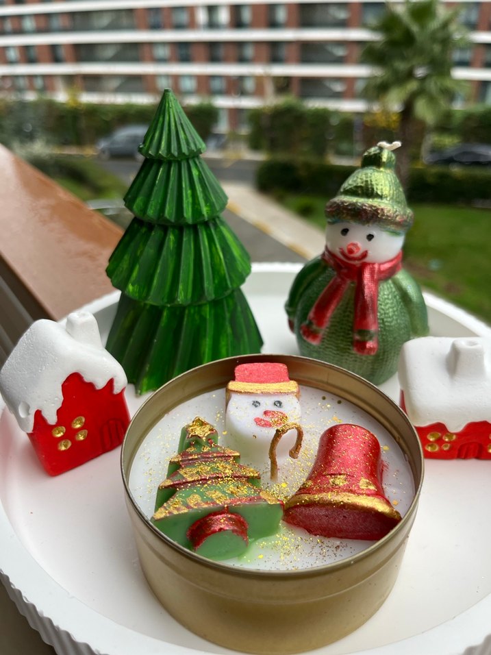 Renkli Noel Temalı Mum ve Dekor Seti - Görsel 4