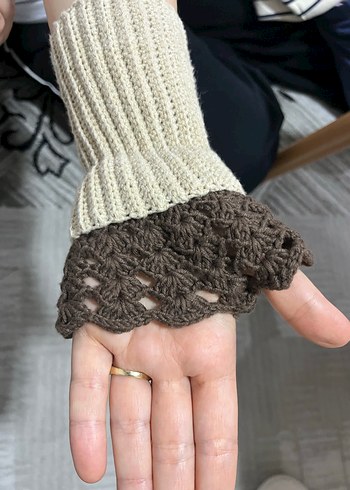 Bej Örgü Bohem Kadın Eldiveni - Görsel 2