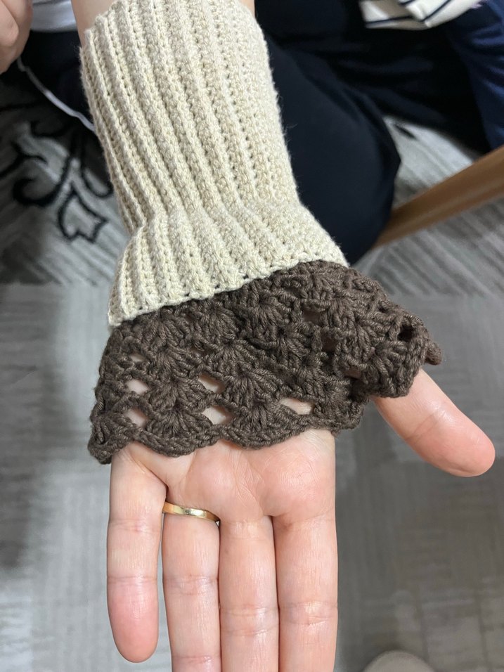 Bej Örgü Bohem Kadın Eldiveni - Görsel 2