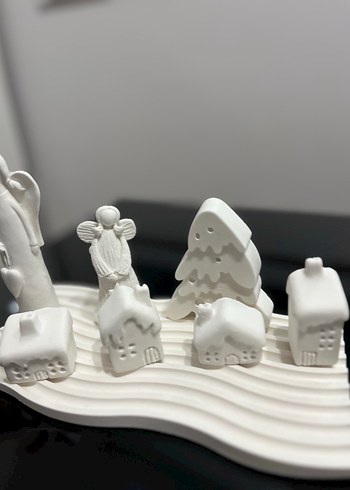 Beyaz Dekoratif Melek ve Ev Figürleri - Görsel 7