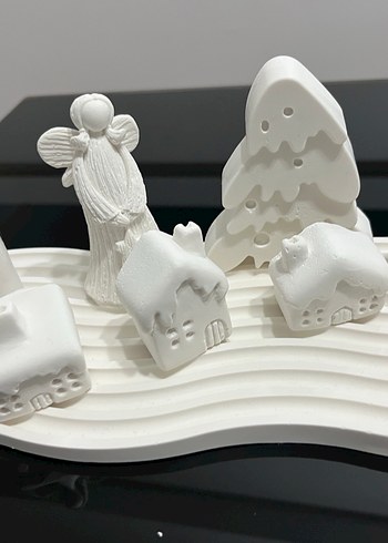 Beyaz Dekoratif Melek ve Ev Figürleri - Görsel 2