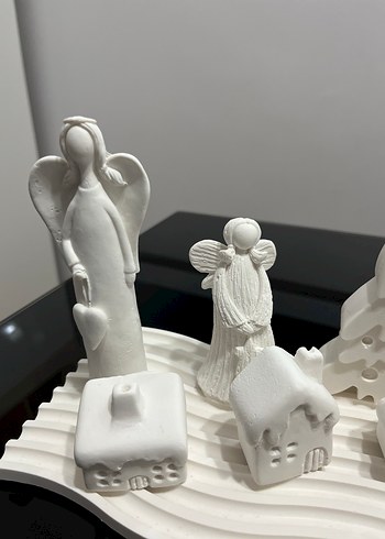 Beyaz Dekoratif Melek ve Ev Figürleri - Görsel 8