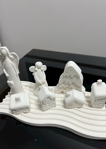 Beyaz Dekoratif Melek ve Ev Figürleri - Görsel 3