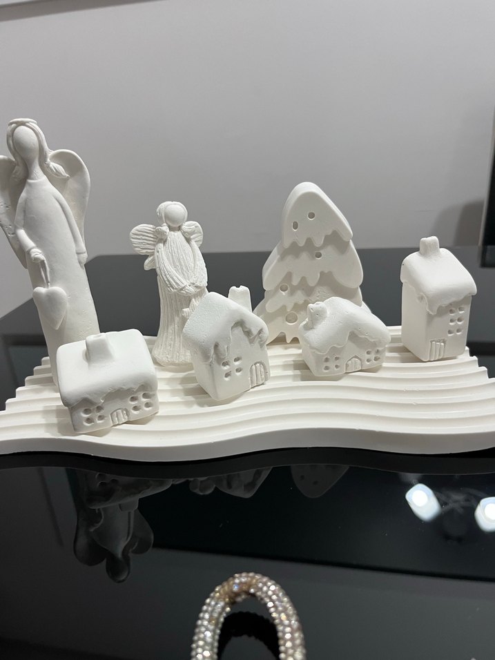 Beyaz Dekoratif Melek ve Ev Figürleri - Görsel 5