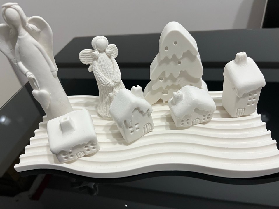 Beyaz Dekoratif Melek ve Ev Figürleri - Görsel 2