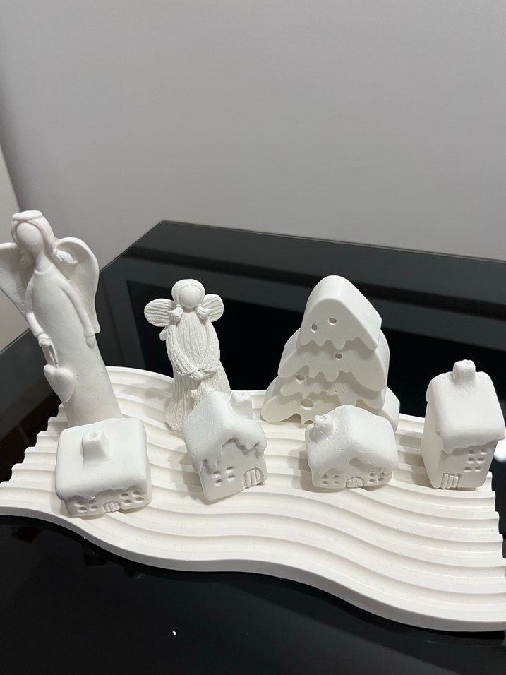 Beyaz Dekoratif Melek ve Ev Figürleri - Görsel 3