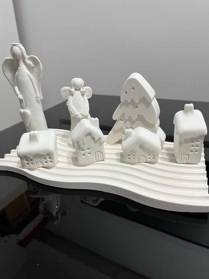 Beyaz Dekoratif Melek ve Ev Figürleri - Görsel 4