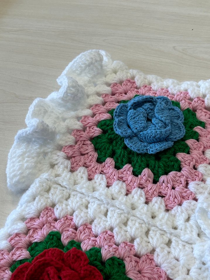 Çiçek Desenli Çok Renkli Örgü Kız Hırka - Görsel 5