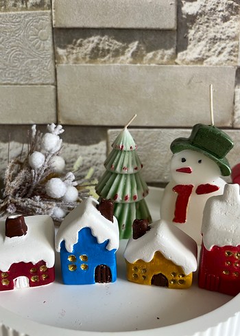 Renkli Mini Ev ve Çam Ağacı Figürleri - Görsel 7