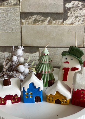 Renkli Mini Ev ve Çam Ağacı Figürleri - Görsel 8