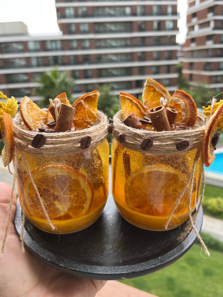 Portakal karanfil Dekoratif Mum Seti - Görsel 3