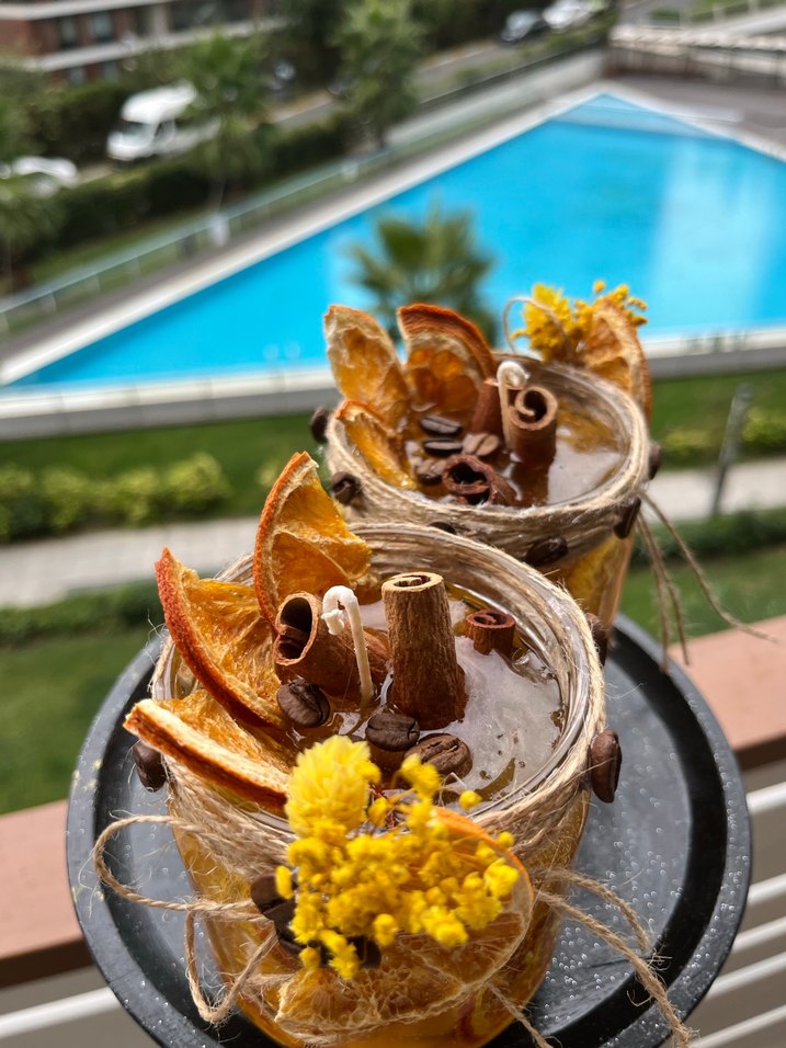 Portakal karanfil Dekoratif Mum Seti - Görsel 5