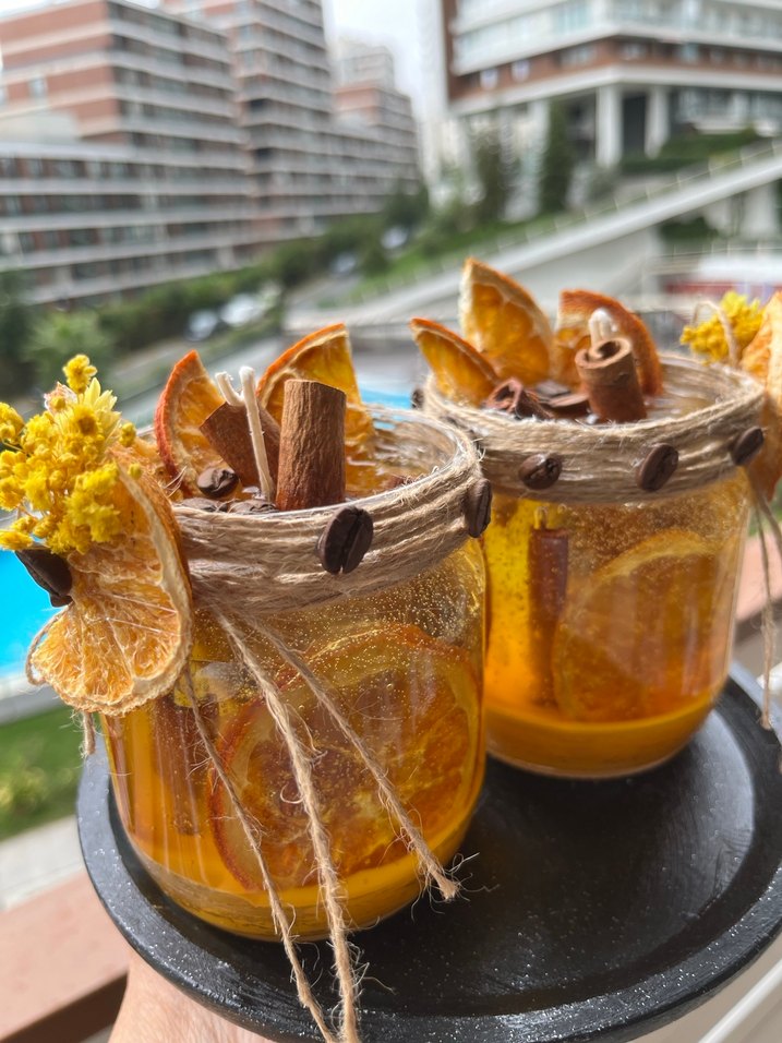 Portakal karanfil Dekoratif Mum Seti - Görsel 2