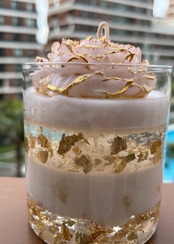 Altın Renkli Dekoratif Mum ve Vazolu Set - Görsel 6