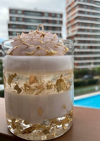 Altın Renkli Dekoratif Mum ve Vazolu Set - Görsel 5