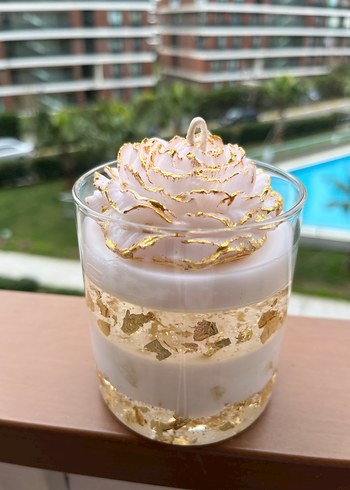 Altın Renkli Dekoratif Mum ve Vazolu Set - Görsel 7