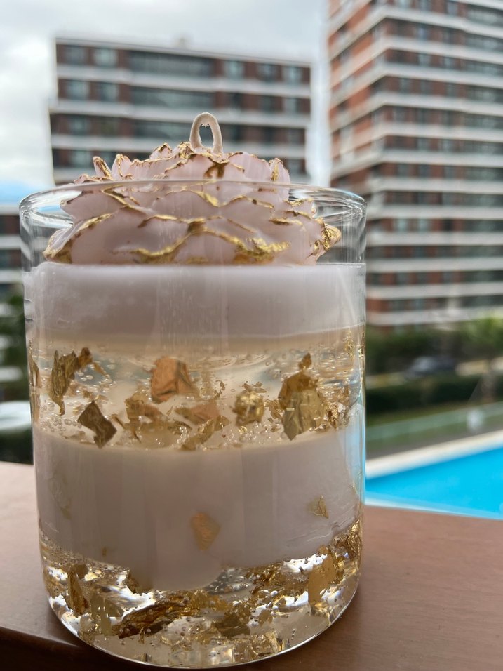 Altın Renkli Dekoratif Mum ve Vazolu Set - Görsel 5