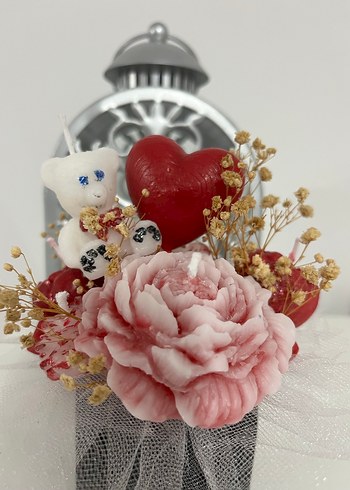 Pembe Çiçekli Mum - Görsel 4