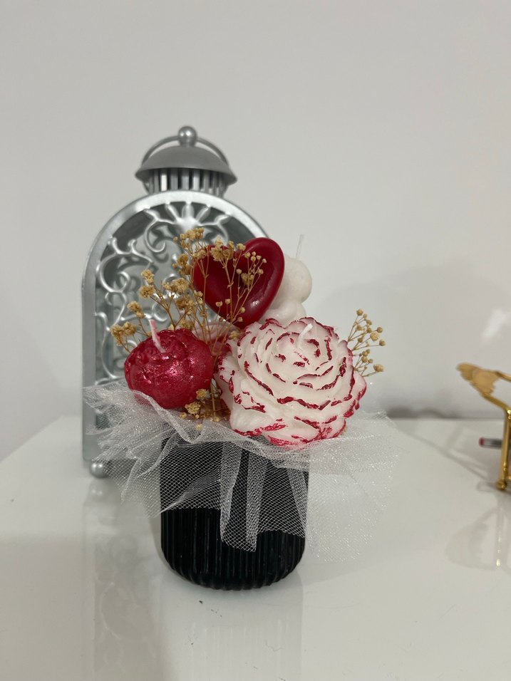 Pembe Çiçekli Mum - Görsel 2