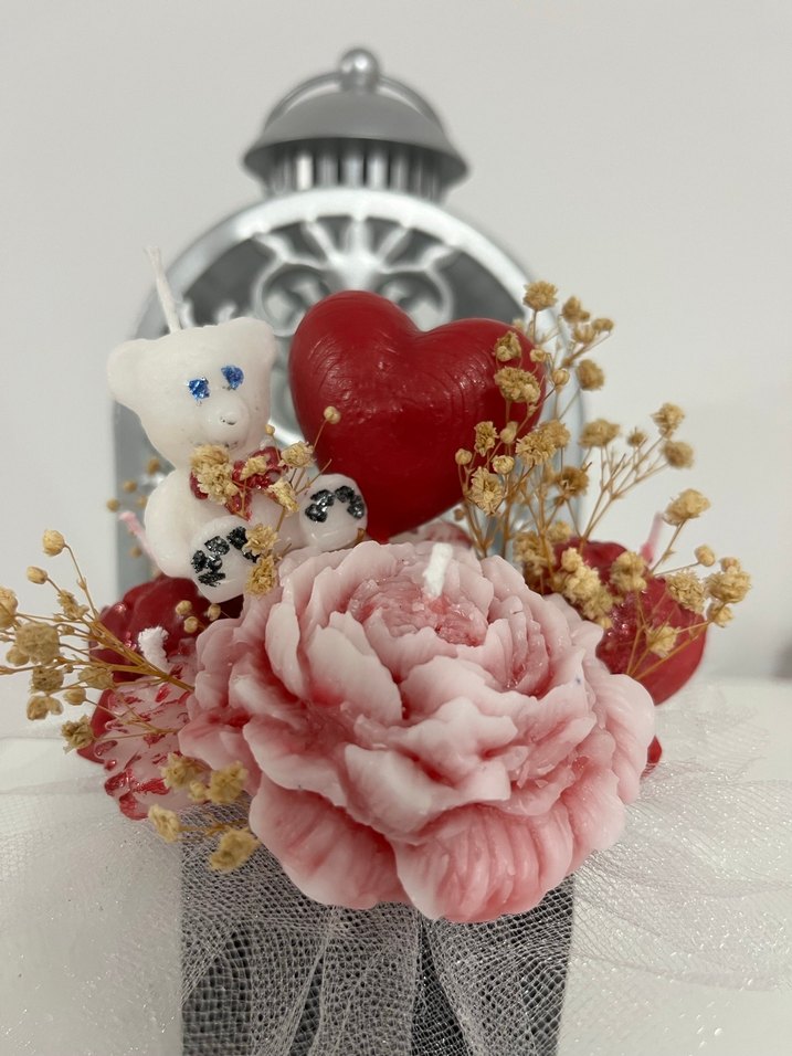 Pembe Çiçekli Mum - Görsel 4