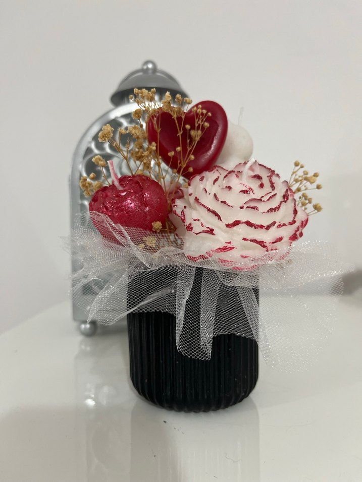 Pembe Çiçekli Mum - Görsel 5