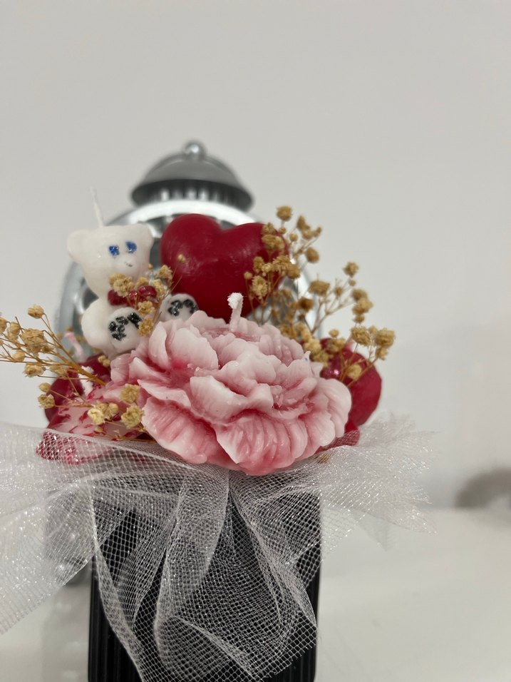 Pembe Çiçekli Mum - Görsel 3