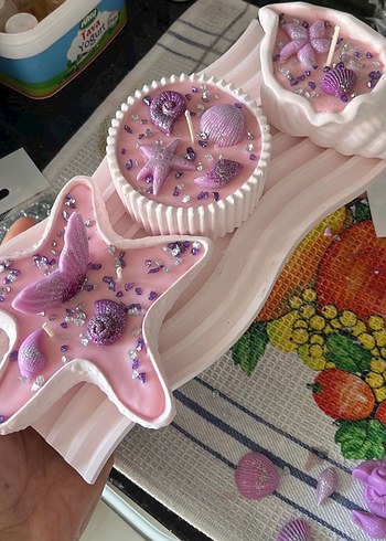 Yıldız Şekilli Açık Mavi Mum - Görsel 4