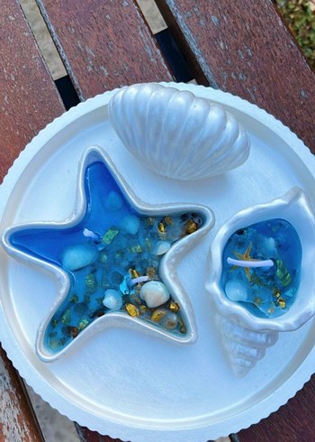 Yıldız Şekilli Açık Mavi Mum - Görsel 3