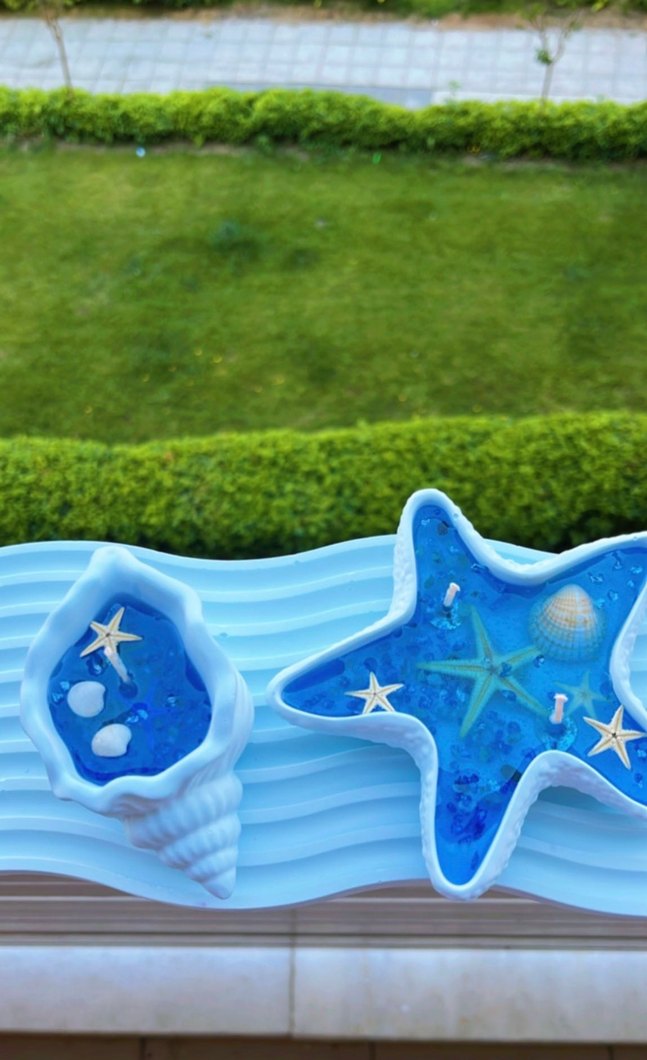 Yıldız Şekilli Açık Mavi Mum - Görsel 2