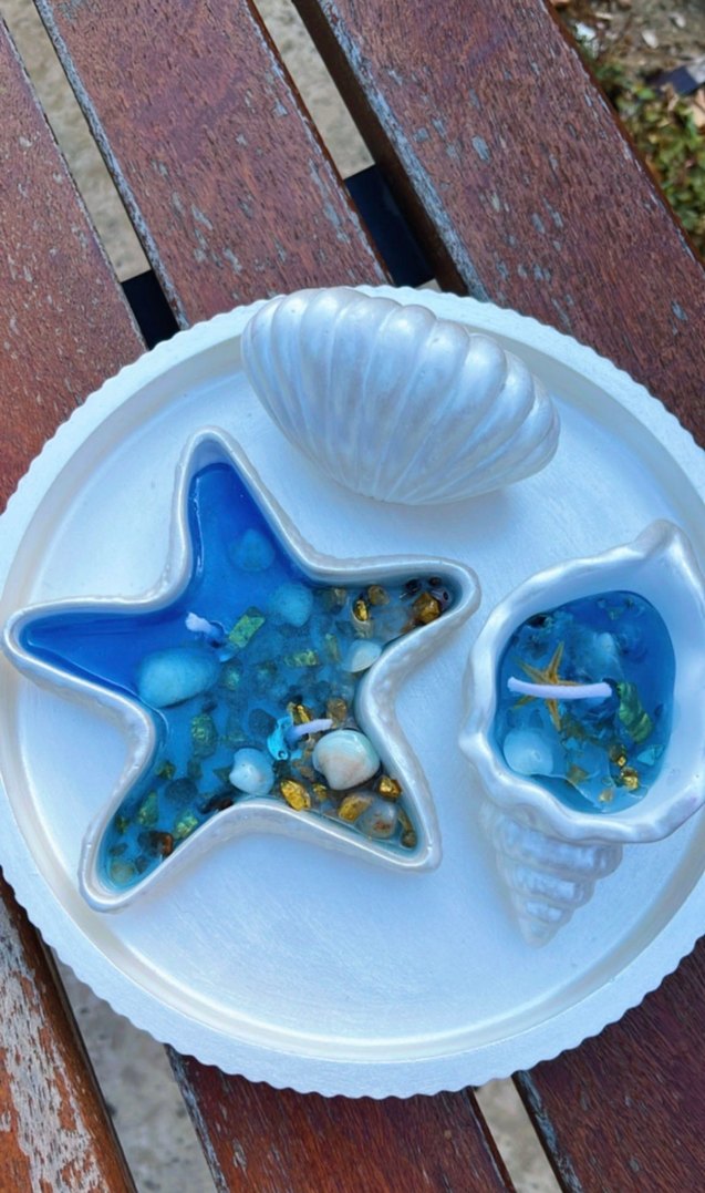 Yıldız Şekilli Açık Mavi Mum - Görsel 3