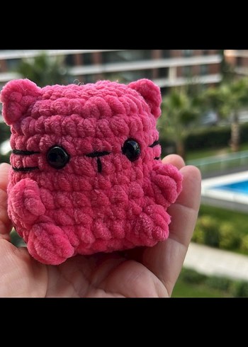 Pembe Peluş Oyuncak Kedi - Görsel 4