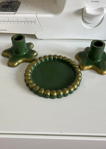 Koyu Yeşil Mumluk ve sunumluk  Seti - Görsel 3