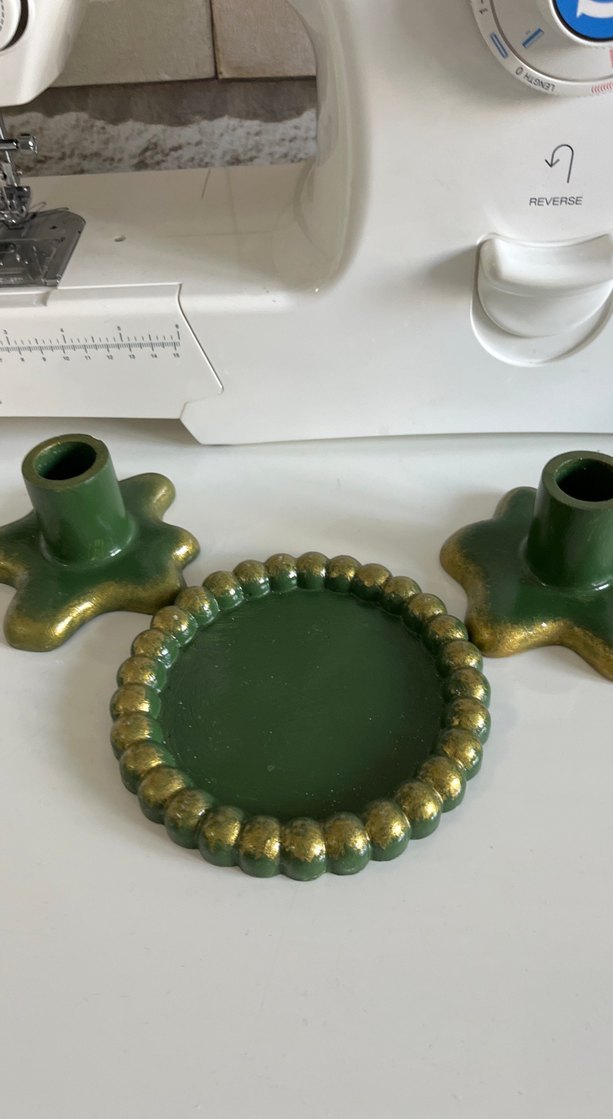 Koyu Yeşil Mumluk ve sunumluk  Seti - Görsel 2