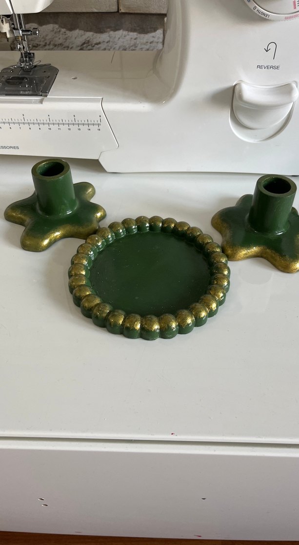 Koyu Yeşil Mumluk ve sunumluk  Seti - Görsel 3