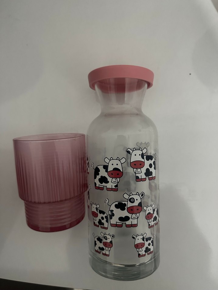 Pembe su Şişesi ve Bardak Seti - Görsel 2