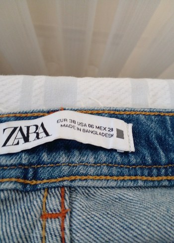 Zara Mavi Yırtık Detaylı Bol Kesim Kadın Kot Pantolon