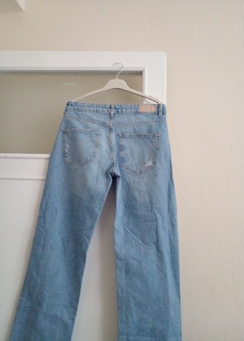 38 Beden Mavi Loose Fit Kadın Midi Denim Pantolon