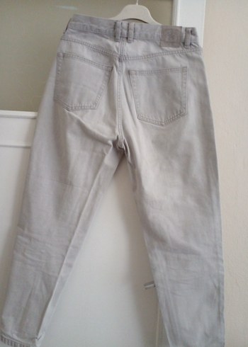 Pull and Bear Gri Midi Boy Rahat Kesim Kadın Kot Pantolon