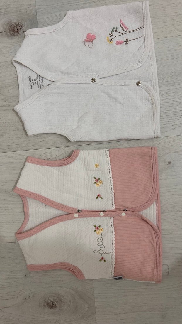 Kız Çocuk Nakışlı Düğmeli Pamuk Yelek - Görsel 3