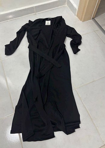 Uzun Kollu Siyah Drapeli Kadın Elbise