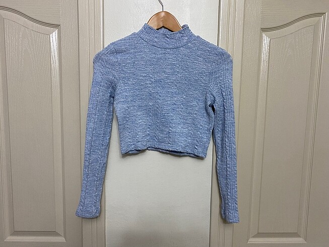 bebek mavisi crop bluz