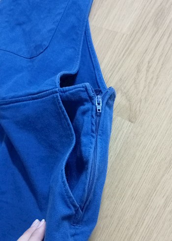 Kızlar için Mavi Kot Askılı Elbise - Görsel 2