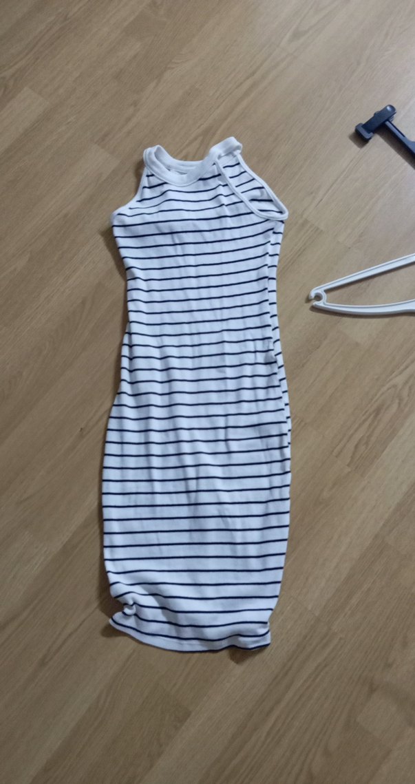 Çizgili Strappy Midi Elbise - Görsel 3