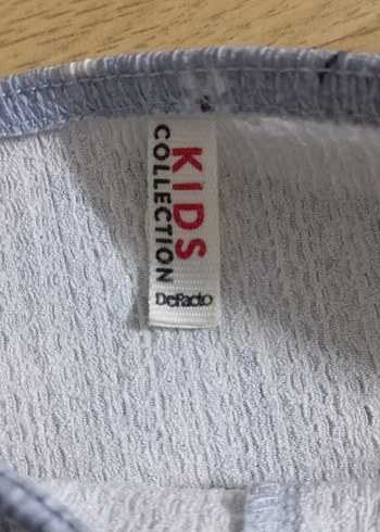 Kız Çocuk V Yakalı Fırfırlı Mavi Elbise - Görsel 3