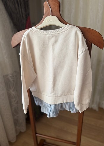 Kız Çocuk Beyaz Pamuklu Sweatshirt - Görsel 2