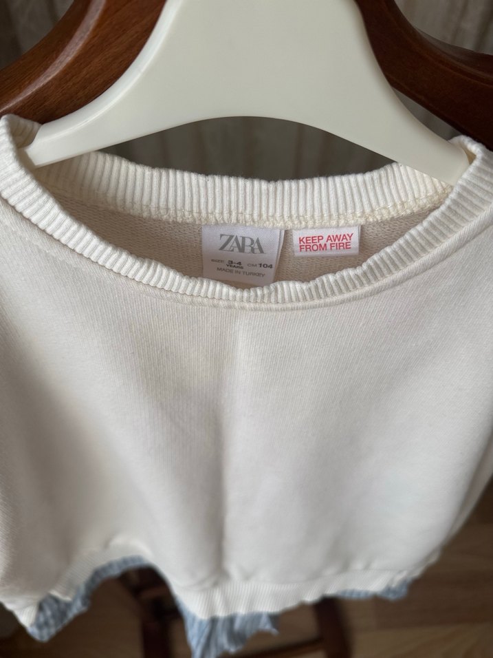 Kız Çocuk Beyaz Pamuklu Sweatshirt - Görsel 3