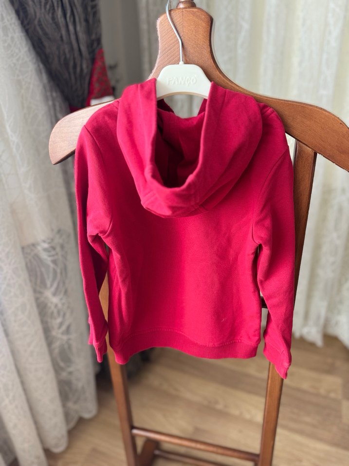 Kız Çocuk Kırmızı Kapüşonlu Sweatshirt - Görsel 3